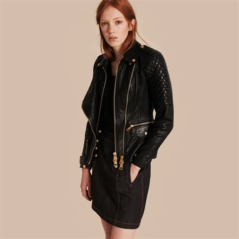 burberry diamond quilted detail leather biker jacket|Burberry diamond quilted jacket men.